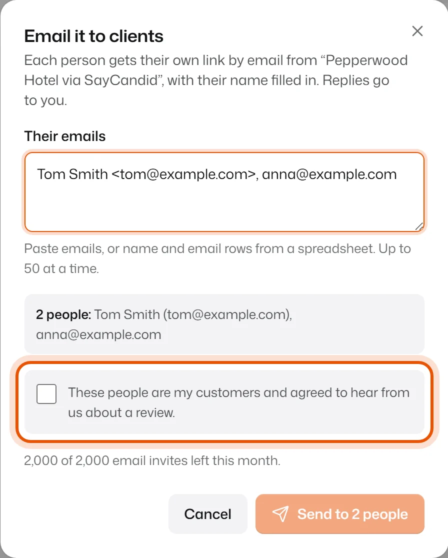 The Email it to clients box
