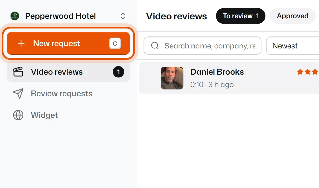 The New request button
